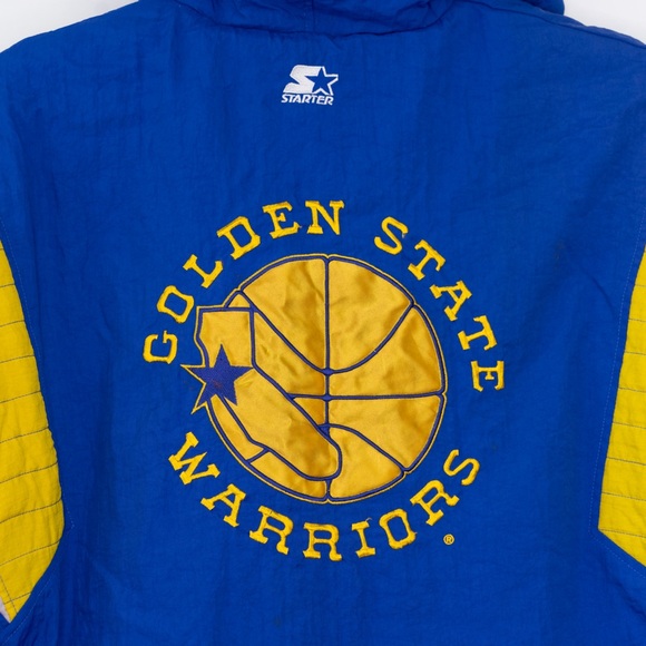 Vintage Golden State Warriors NBA Hooded Puffer Starter Jacket Mens XL RARE - Picture 8 of 8